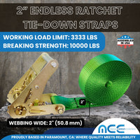 Load image into Gallery viewer, 2&quot; Utility Endless Ratchet Tie Down Strap (Short Handle Ratchet)
