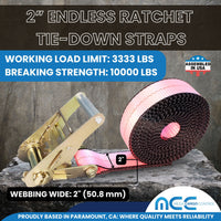 Load image into Gallery viewer, 2&quot; Utility Endless Ratchet Tie Down Strap (Short Handle Ratchet)
