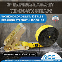 Load image into Gallery viewer, 2&quot; Utility Endless Ratchet Tie Down Strap (Short Handle Ratchet)
