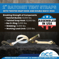 Load image into Gallery viewer, 2&quot; Ratchet Tent Strap With Double Bar D-Ring And Twisted Snap Hook
