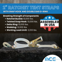 Load image into Gallery viewer, 2&quot; Ratchet Tent Strap With Delta Ring And Twisted Snap Hook
