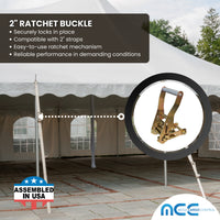 Load image into Gallery viewer, 2&quot; Ratchet Tent Strap With Delta Ring And Twisted Snap Hook
