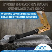 Load image into Gallery viewer, USA 2&quot; Tie Down Ratchet Replacement Short Fixed End Strap w/ Flat Hook
