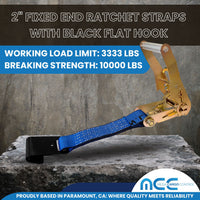Load image into Gallery viewer, USA 2&quot; Tie Down Ratchet Replacement Short Fixed End Strap w/ Flat Hook
