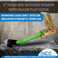 Load image into Gallery viewer, USA 2&quot; Tie Down Ratchet Replacement Short Fixed End Strap w/ Flat Hook

