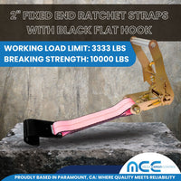 Load image into Gallery viewer, USA 2&quot; Tie Down Ratchet Replacement Short Fixed End Strap w/ Flat Hook
