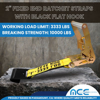 Load image into Gallery viewer, USA 2&quot; Tie Down Ratchet Replacement Short Fixed End Strap w/ Flat Hook
