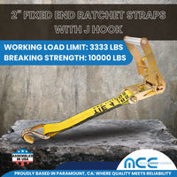 Load image into Gallery viewer, USA 2&quot; Tie Down Ratchet Replacement Short Fixed End Strap w/ J Hook

