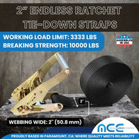 Load image into Gallery viewer, 2&quot; Utility Endless Ratchet Tie Down Strap (Standard Ratchet)
