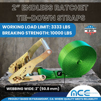 Load image into Gallery viewer, 2&quot; Utility Endless Ratchet Tie Down Strap (Standard Ratchet)
