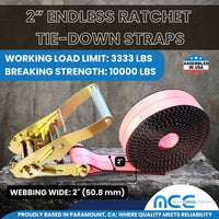 Load image into Gallery viewer, 2&quot; Utility Endless Ratchet Tie Down Strap (Standard Ratchet)
