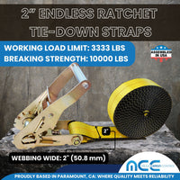 Load image into Gallery viewer, 2&quot; Utility Endless Ratchet Tie Down Strap (Standard Ratchet)
