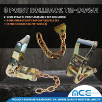 Load image into Gallery viewer, Heavy Duty 8 Point Rollback Tie Down System w/ Chain End
