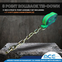 Load image into Gallery viewer, Heavy Duty 8 Point Rollback Tie Down System w/ Chain End
