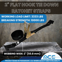 Load image into Gallery viewer, 2&quot; Heavy Duty Ratchet Tie Down Strap w/ Flat Hooks
