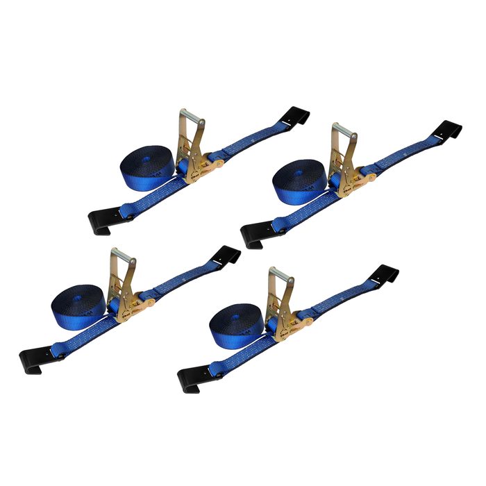4 Pack - 2" x 30' Heavy Duty Ratchet Tie Down Strap With Flat Hooks