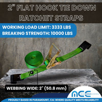 Load image into Gallery viewer, 2&quot; Heavy Duty Ratchet Tie Down Strap w/ Flat Hooks
