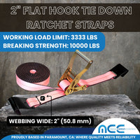 Load image into Gallery viewer, 2&quot; Heavy Duty Ratchet Tie Down Strap w/ Flat Hooks
