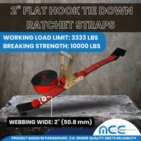 Load image into Gallery viewer, 2&quot; Heavy Duty Ratchet Tie Down Strap w/ Flat Hooks

