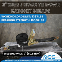 Load image into Gallery viewer, 2&quot; Heavy Duty Ratchet Tie Down Strap w/ J Wire Hooks
