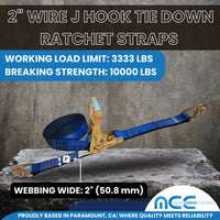 Load image into Gallery viewer, 2&quot; Heavy Duty Ratchet Tie Down Strap w/ J Wire Hooks
