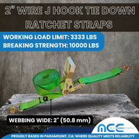 Load image into Gallery viewer, 2&quot; Heavy Duty Ratchet Tie Down Strap w/ J Wire Hooks
