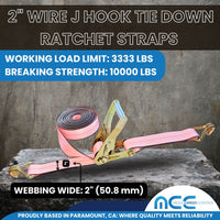 Load image into Gallery viewer, 2&quot; Heavy Duty Ratchet Tie Down Strap w/ J Wire Hooks
