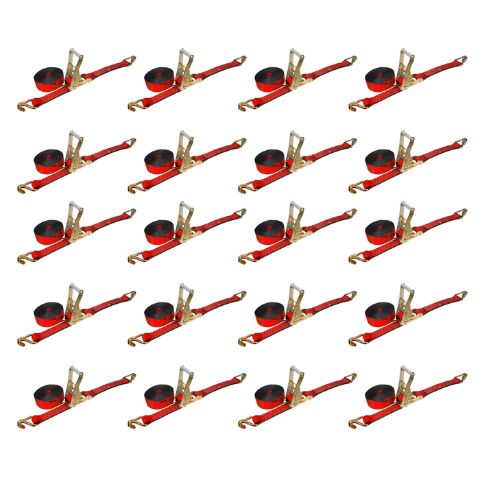 20 Pack - 2" x 30FT Heavy Duty Ratchet Tie Down Strap With J Wire Hooks (Bulk)