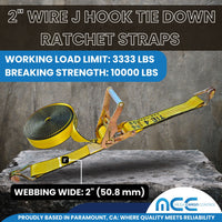 Load image into Gallery viewer, 2&quot; Heavy Duty Ratchet Tie Down Strap w/ J Wire Hooks
