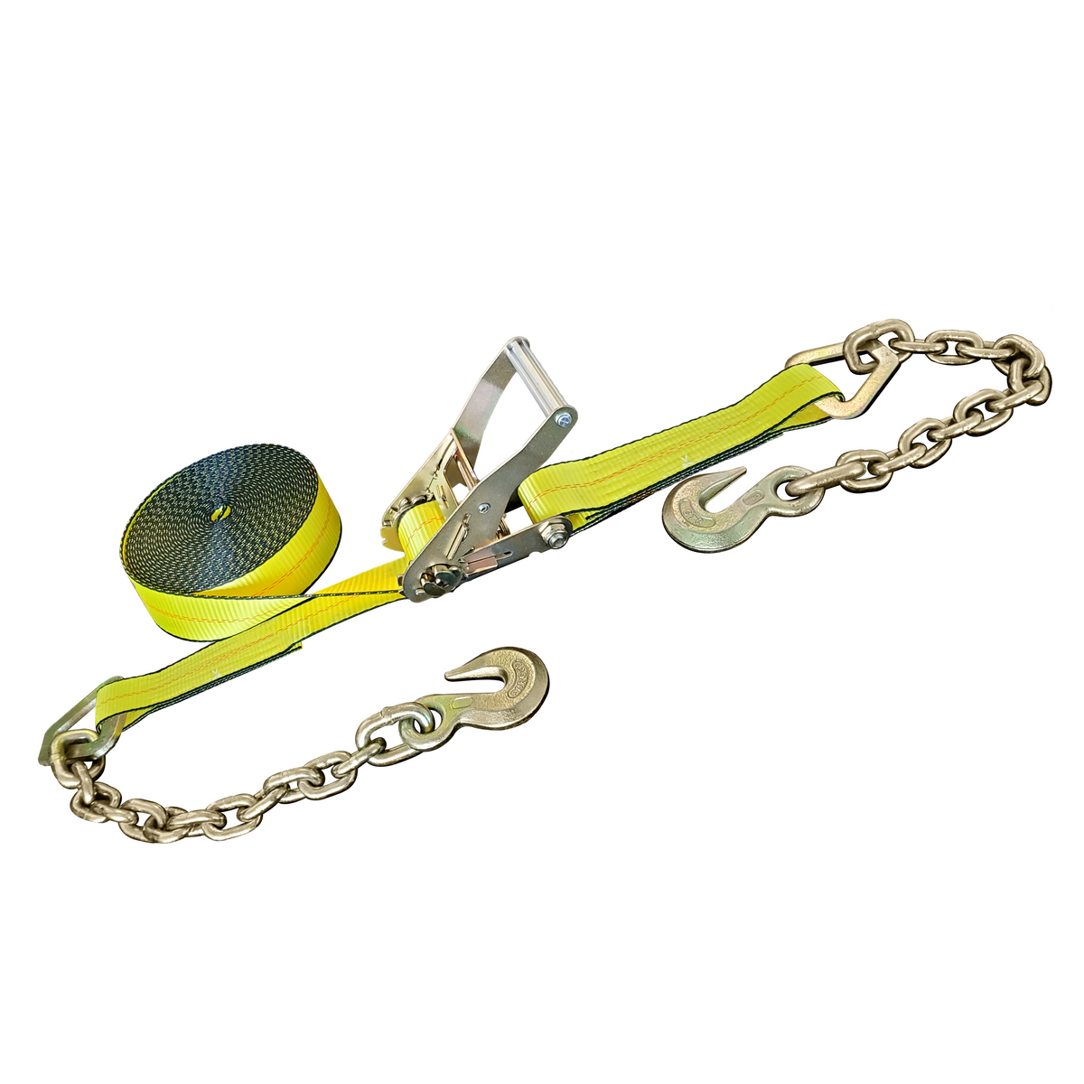 2" Ratchet Tie Down Strap With Chain Extensions