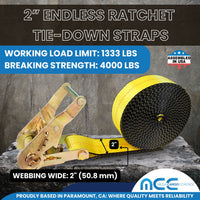 Load image into Gallery viewer, 2&quot; Utility Endless Ratchet Tie Down Strap (Round Handle Ratchet)
