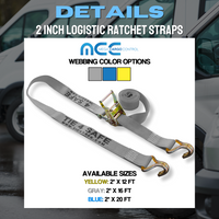 Load image into Gallery viewer, 2&quot; Logistic E-Track Ratchet Straps With J Hook
