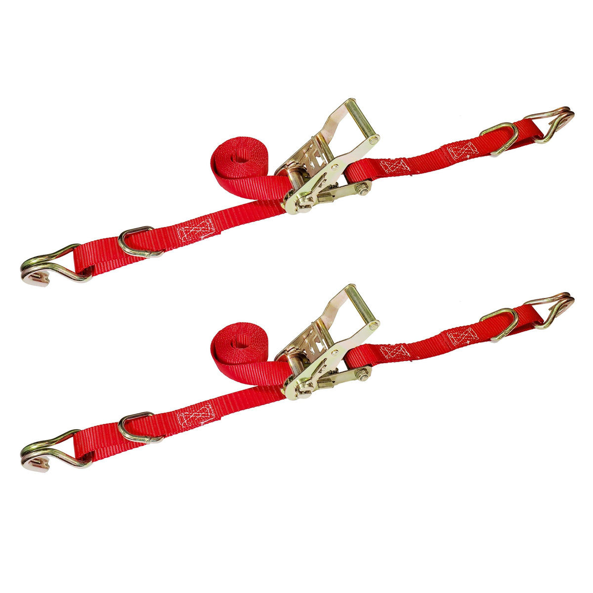 2Pack 1" x 6 ft Ratchet Straps W/ J-Hook & D Ring