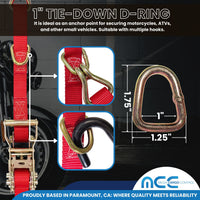 Load image into Gallery viewer, 2Pack 1&quot; x 6 ft Ratchet Straps W/ J-Hook &amp; D Ring
