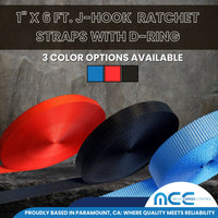 Load image into Gallery viewer, 2Pack 1&quot; x 6 ft Ratchet Straps W/ J-Hook &amp; D Ring
