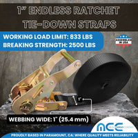 Load image into Gallery viewer, USA 1&quot; Utility Endless Cargo Ratchet Tie Down Strap
