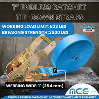 Load image into Gallery viewer, USA 1&quot; Utility Endless Cargo Ratchet Tie Down Strap
