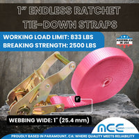 Load image into Gallery viewer, USA 1&quot; Utility Endless Cargo Ratchet Tie Down Strap
