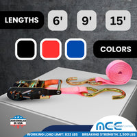 Load image into Gallery viewer, USA 1&quot; Ratchet Buckle Strap w/ S Hooks
