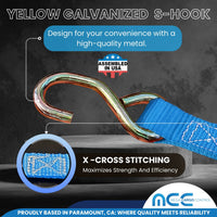 Load image into Gallery viewer, USA 1" Ratchet Buckle Strap w/ S Hooks
