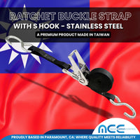 Load image into Gallery viewer, 4 Pack 1&quot; x 12&#39; Stainless Steel Ratchet Buckle With S Hook Strap

