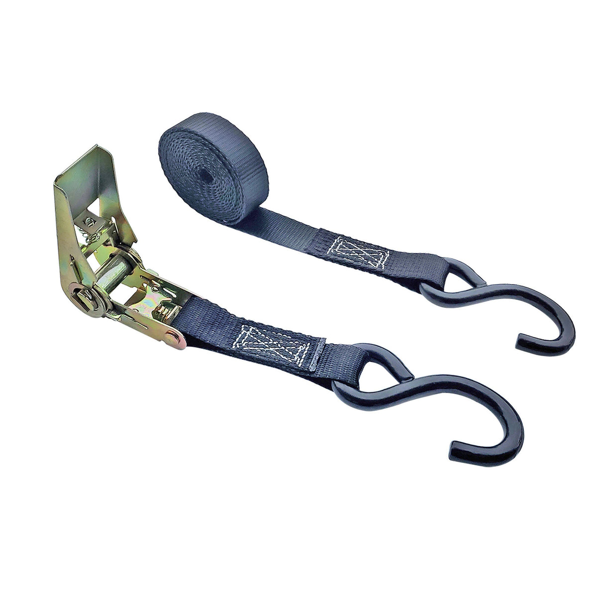 USA 1" Ratchet Tie Down Strap  With 2 Fully Coated S Hooks