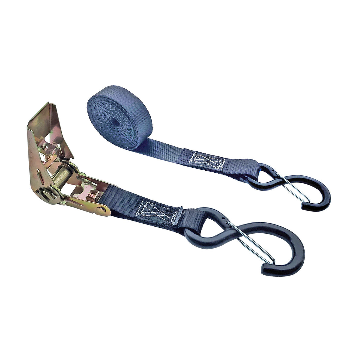 USA 1" Ratchet Tie Down Strap  With 2 S Hooks With Keeper