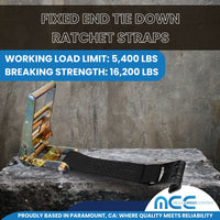 Load image into Gallery viewer, USA 3&quot; 4&quot; Ratchet Tie Down Short Fixed End Strap w/Flat Hook
