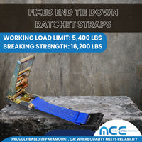 Load image into Gallery viewer, USA 3&quot; 4&quot; Ratchet Tie Down Short Fixed End Strap w/Flat Hook
