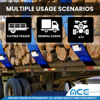 Load image into Gallery viewer, USA 3&quot; 4&quot; Ratchet Tie Down Short Fixed End Strap w/Flat Hook
