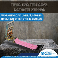 Load image into Gallery viewer, USA 3&quot; 4&quot; Ratchet Tie Down Short Fixed End Strap w/Flat Hook
