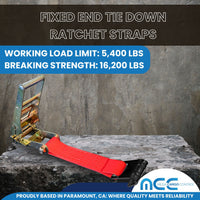 Load image into Gallery viewer, USA 3&quot; 4&quot; Ratchet Tie Down Short Fixed End Strap w/Flat Hook
