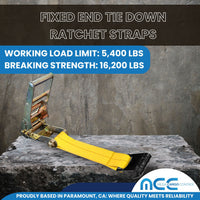 Load image into Gallery viewer, USA 3&quot; 4&quot; Ratchet Tie Down Short Fixed End Strap w/Flat Hook
