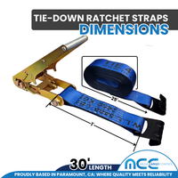 Load image into Gallery viewer, 2 Pack - 3" x 30' Ratchet Tie Down Strap w/ Flat Hooks
